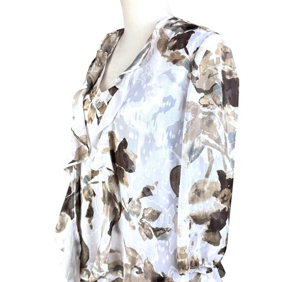 Alex Evenings Brown and White Watercolor Floral Tank Top and Jacket Set - Picture 2 of 16